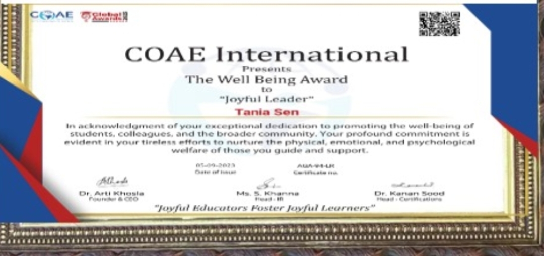 Joyful Leader Award by COAE International